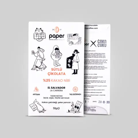 Paper Chocolate - El Salvador La Carrera %25 Kakao Nibi - Sütlü Çikolata