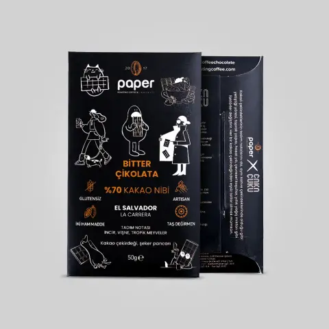 Paper Chocolate - El Salvador La Carrera %70 Kakao Nibi - Bitter Çikolata