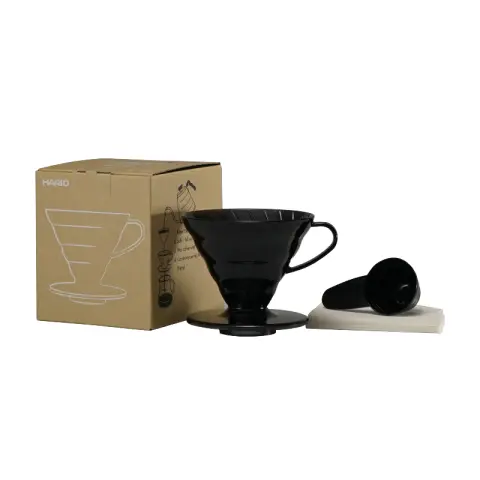 Hario V60 02 Siyah Şeffaf Plastik Dripper ve 40’lı Filtre Kağıdı Seti VD-02TB-UEX